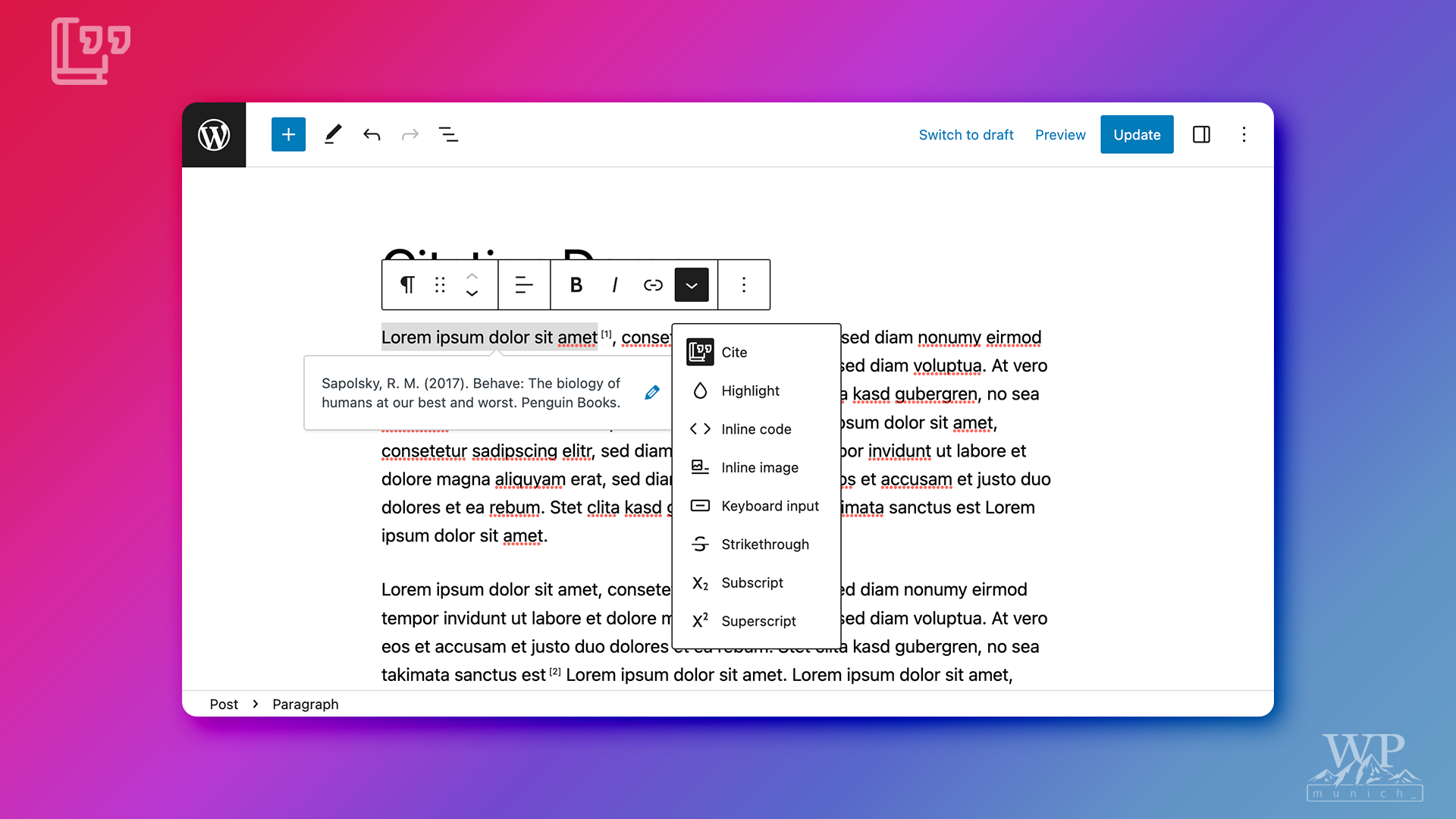 Il nuovo plugin aggiunge il blocco delle citazioni e della bibliografia all’editor di WordPress – WP Tavern