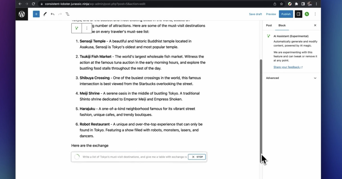 WordPress ha un nuovo strumento AI che scriverà post sul blog per te